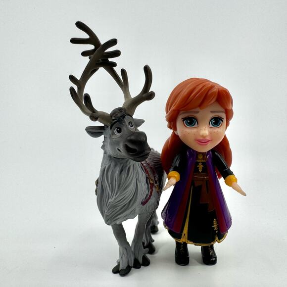 Disney Frozen Frozen 2 Sven Reindeer & Mini Poseable Anna Doll Mini Figure 2Pcs - Picture 1 of 4